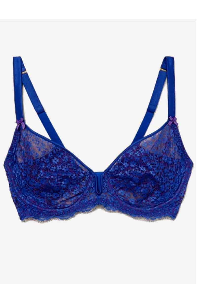 Buy M&S Boutique Blue Floral Lace Wired Bra for Women