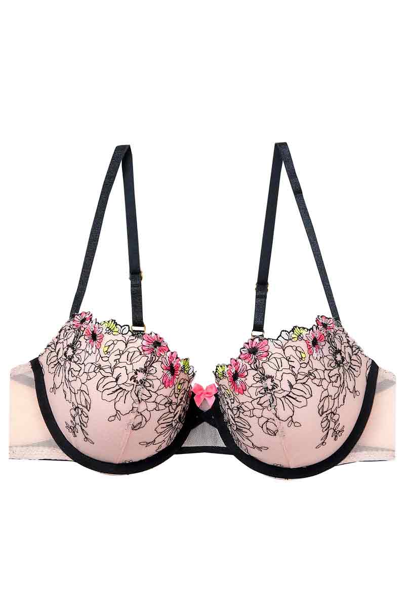 M&S Push Up Floral Tattoo Embroidered Bra for Women