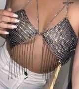 Chain Backless Halter Bra